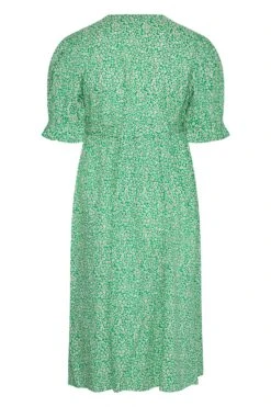 LIMITED COLLECTION - Curve Midi-jurk Met Bloemetjes & Korte Mouwen In Groen -NAOMI Kleding Winkel 472e45bd 9bf0 42 214397 Y