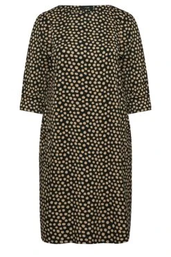 Midi-jurk Met Stippenprint & Zakken In Zwart En Beige -NAOMI Kleding Winkel 4a6a0e6c 22d0 40 174203 X