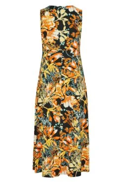 Mouwloze Maxi-jurk Met Bloemenprint In Zwart & Oranje -NAOMI Kleding Winkel 4af65dbe 5b6f 4e 300810 Y
