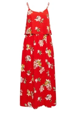 YOURS LONDON - Maxi-jurk Met Bloemmotief En Overlay In Rood -NAOMI Kleding Winkel 4c723976 2455 40 161944 X