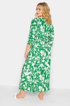 YOURS - Maxi-jurk Met Bloemmotief, V-hals & Splitdetail In Groen -NAOMI Kleding Winkel 4d9a8bd1 f364 42 301904 C