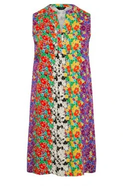 Mouwloze Jurk Met Bloemenprint & Zakken In Groen & Paars -NAOMI Kleding Winkel 4f7aea5f 345e 44 173849 X