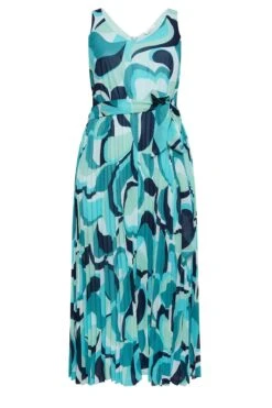 YOURS LONDON - Geplooide Maxi-jurk Met Abstracte Print In Blauw -NAOMI Kleding Winkel 4fb73a76 da43 4f 162057 X