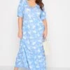 Maxi-jurk Met Bloemenprint & V-hals In Blauw -NAOMI Kleding Winkel 50f981c4 9290 43 137202 B