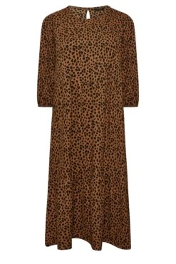 Maxi-jurk Met Dierenprint & Stroken In Bruin -NAOMI Kleding Winkel 52a6360c 6315 4f 301549 X