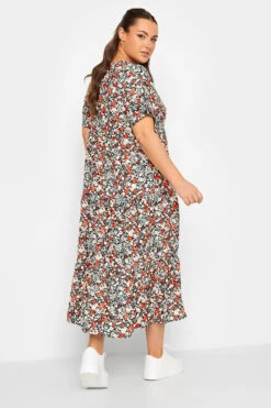 LIMITED COLLECTION - Curve Gelaagde Midaxi-jurk Met Bloemetjesprint In Zwart -NAOMI Kleding Winkel 53119806 4f9c 48 217011 C