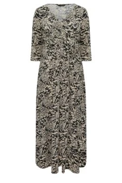 YOURS - Maxi-jurk Met Abstract Bloemmotief & V-hals In Zwart/beige 12 YOURS - Maxi-jurk Met Abstract Bloemmotief & V-hals In Zwart/beige -NAOMI Kleding Winkel 55499850 0a61 46 301893 X