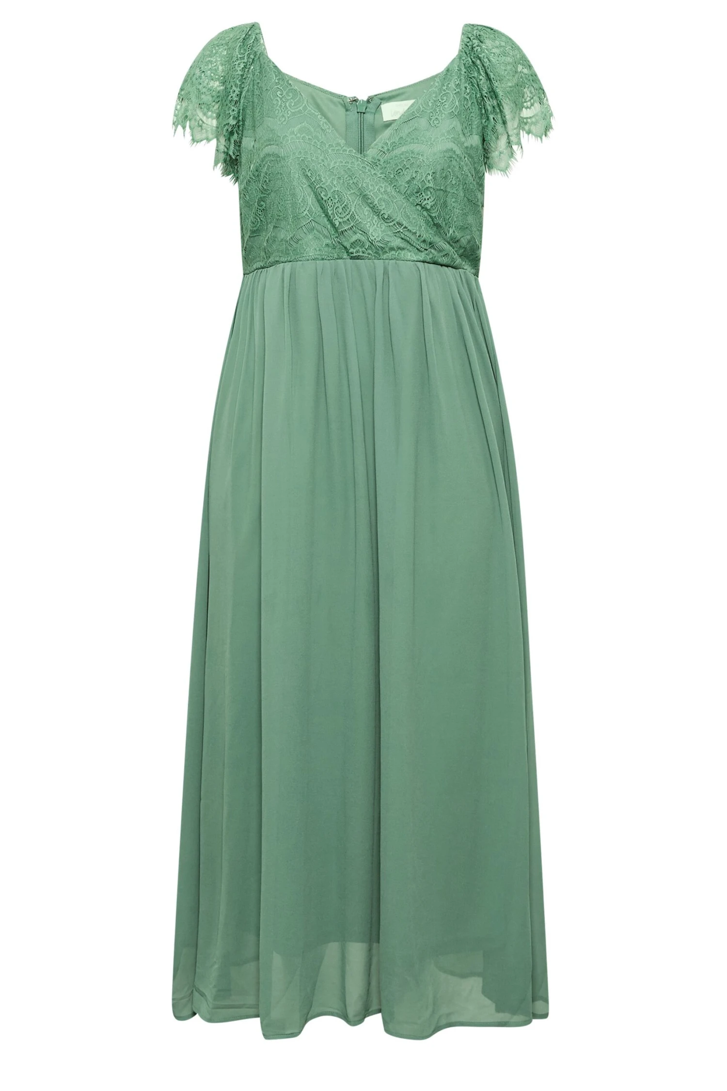 YOURS LONDON - Maxi-jurk Met Omslag & Kant In Groen 6 YOURS LONDON - Maxi-jurk Met Omslag & Kant In Groen - Afbeelding 5