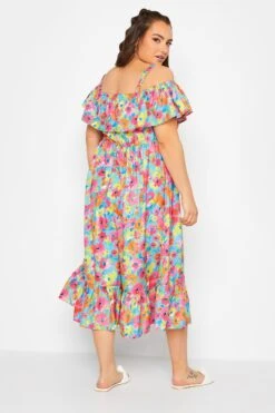 LIMITED COLLECTION - Midi-jurk Met Bloemmotief & Blote Schouders In Roze/blauw 10 LIMITED COLLECTION - Midi-jurk Met Bloemmotief & Blote Schouders In Roze/blauw -NAOMI Kleding Winkel 573af1d8 8f33 4e 215558 D