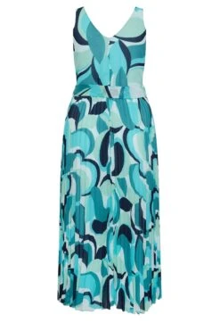 YOURS LONDON - Geplooide Maxi-jurk Met Abstracte Print In Blauw -NAOMI Kleding Winkel 58096cc0 eea8 4b 162057 Y