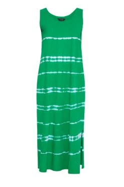 Lange Mouwloze Jurk Met Tie-dye Print In Groen -NAOMI Kleding Winkel 5f526e8c cf37 4b 137163 X
