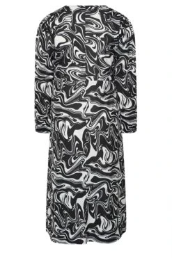 LIMITED COLLECTION - Midi-jurk Met Wervelprint & Lange Mouwen In Zwart -NAOMI Kleding Winkel 608928c6 9d4a 46 215211 Y