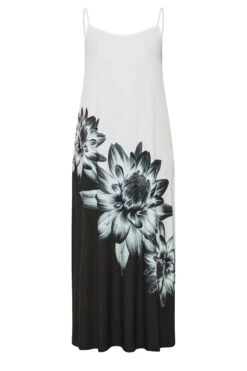 Maxi-jurk Met Cami-bandjes En Bloemenprint In Wit & Zwart -NAOMI Kleding Winkel 608abed7 a96a 4e 301028 X