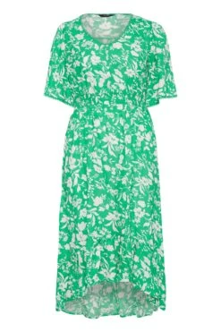 Midi-jurk Met Bloemenprint & Lange Achterkant In Groen -NAOMI Kleding Winkel 60a100ff 604e 42 137119 X