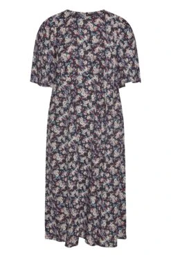 Midi-jurk Met Bloemetjesprint & Zijsplit In Zwart En Blauw -NAOMI Kleding Winkel 6695e37f e14b 42 173812 X