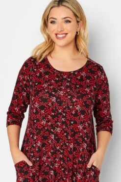 Jurk Met Bloemetjes, Zijzakken En 3/4-mouwen In Zwart En Rood 10 Jurk Met Bloemetjes, Zijzakken En 3/4-mouwen In Zwart En Rood -NAOMI Kleding Winkel 679fbeaa 6032 42 137235 D