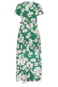 YOURS - Maxi-jurk Met Tropisch Bloemmotief & Korte Mouwen In Groen -NAOMI Kleding Winkel 67d633d9 81ed 4a 301600 Y