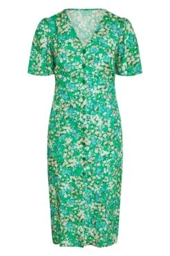 YOURS LONDON - Midi-jurk Met Bloemenprint & Knopen In Groen -NAOMI Kleding Winkel 6a5e2a6b 2d32 44 161579 X