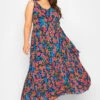 YOURS LONDON - Geplooide Maxi-jurk Met Bloemmotief In Zwart/blauw -NAOMI Kleding Winkel 6b31f2f4 6ecb 43 162021 B
