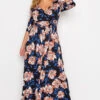 Maxi-jurk Met Bloemenprint & V-hals In Blauw En Zwart 2 Maxi-jurk Met Bloemenprint & V-hals In Blauw En Zwart -NAOMI Kleding Winkel 6d0ce106 4732 44 301153 B