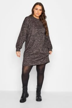 YOURS - Soft Touch Midi-jurk In Gemêleerd Zwart -NAOMI Kleding Winkel 6f4b93d6 7da2 49 301743 A