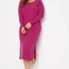 LIMITED COLLECTION - Geribbelde Midi-jurk Met Zijsplitten In Roze -NAOMI Kleding Winkel 7044bb60 cf7d 4b 215184 B