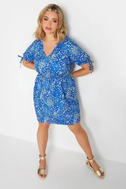 LIMITED COLLECTION - Mini-jurk Met Bloemmotief En Korte Mouwen In Blauw