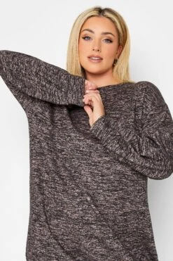 YOURS - Soft Touch Midi-jurk In Gemêleerd Zwart -NAOMI Kleding Winkel 718ea566 7cb1 45 301743 D