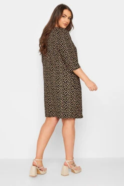 Midi-jurk Met Stippenprint & Zakken In Zwart En Beige -NAOMI Kleding Winkel 731a7b07 6bf5 4a 174203 C