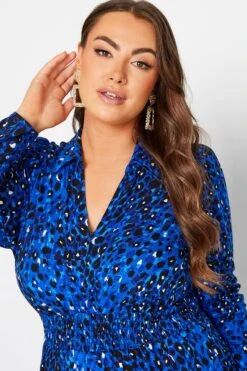 YOURS LONDON - Maxi-jurk Met Dierenprint & Elastische Taille In Blauw -NAOMI Kleding Winkel 73b9851f e268 4d 161941 D