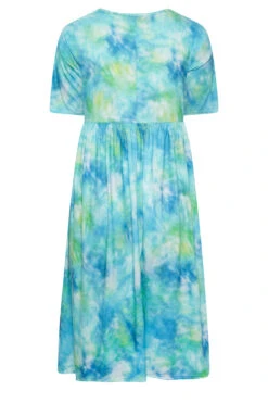 LIMITED COLLECTION - Aangerimpelde Midaxi-jurk Met Tie-dye Print In Blauw -NAOMI Kleding Winkel 74d49328 aebf 44 215783 Y