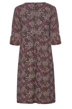 Midaxi-jurk Met Bloemetjesprint & V-hals In Zwart En Roze -NAOMI Kleding Winkel 7674f0fd 66d2 4f 137242 Y