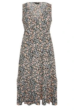 YOURS - Mouwloze Midi-jurk Met Bloemmotief In Zwart/oranje -NAOMI Kleding Winkel 7a1b2bd0 7cd4 49 301898 X