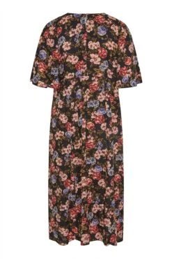 Midi-jurk Met Bloemenprint & Zijsplit In Zwart En Roze -NAOMI Kleding Winkel 7a26b479 44ec 47 173813 Y