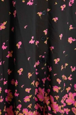 LIMITED COLLECTION - Midaxi-jurk Met Bloemetjes & Knopen In Zwart En Roze -NAOMI Kleding Winkel 7e106f4e a2a5 4f 214816 Z