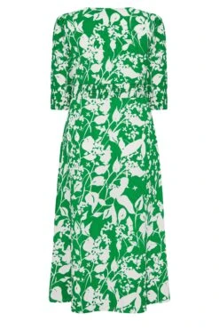 YOURS - Maxi-jurk Met Bloemmotief, V-hals & Splitdetail In Groen -NAOMI Kleding Winkel 7ea30ccf 430b 43 301904 Y