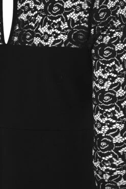 YOURS LONDON - Midi-jurk Met Sweetheart Hals & Bloemenkant In Zwart -NAOMI Kleding Winkel 7fb26711 6ba0 44 162027 Z