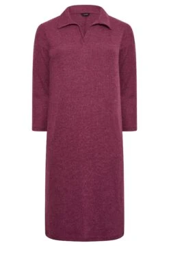 Soft Touch Midi-jurk Met Open Kraag In Bessenrood -NAOMI Kleding Winkel 8153ad02 b241 40 301513 X