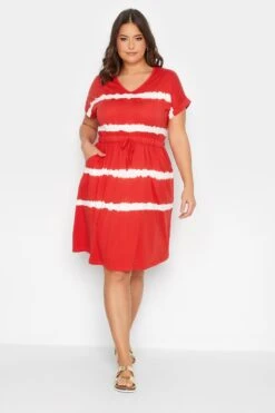 YOURS - Midi-jurk Met Tie-dye Print In Rood