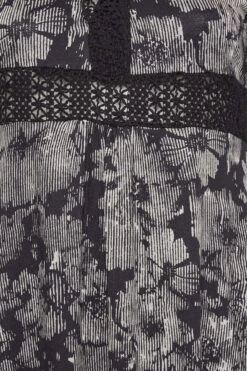 YOURS - Midi-jurk Met Bloemmotief, V-hals En Kant Detail In Zwart/grijs -NAOMI Kleding Winkel 829ca0db 8185 4d 301886 z