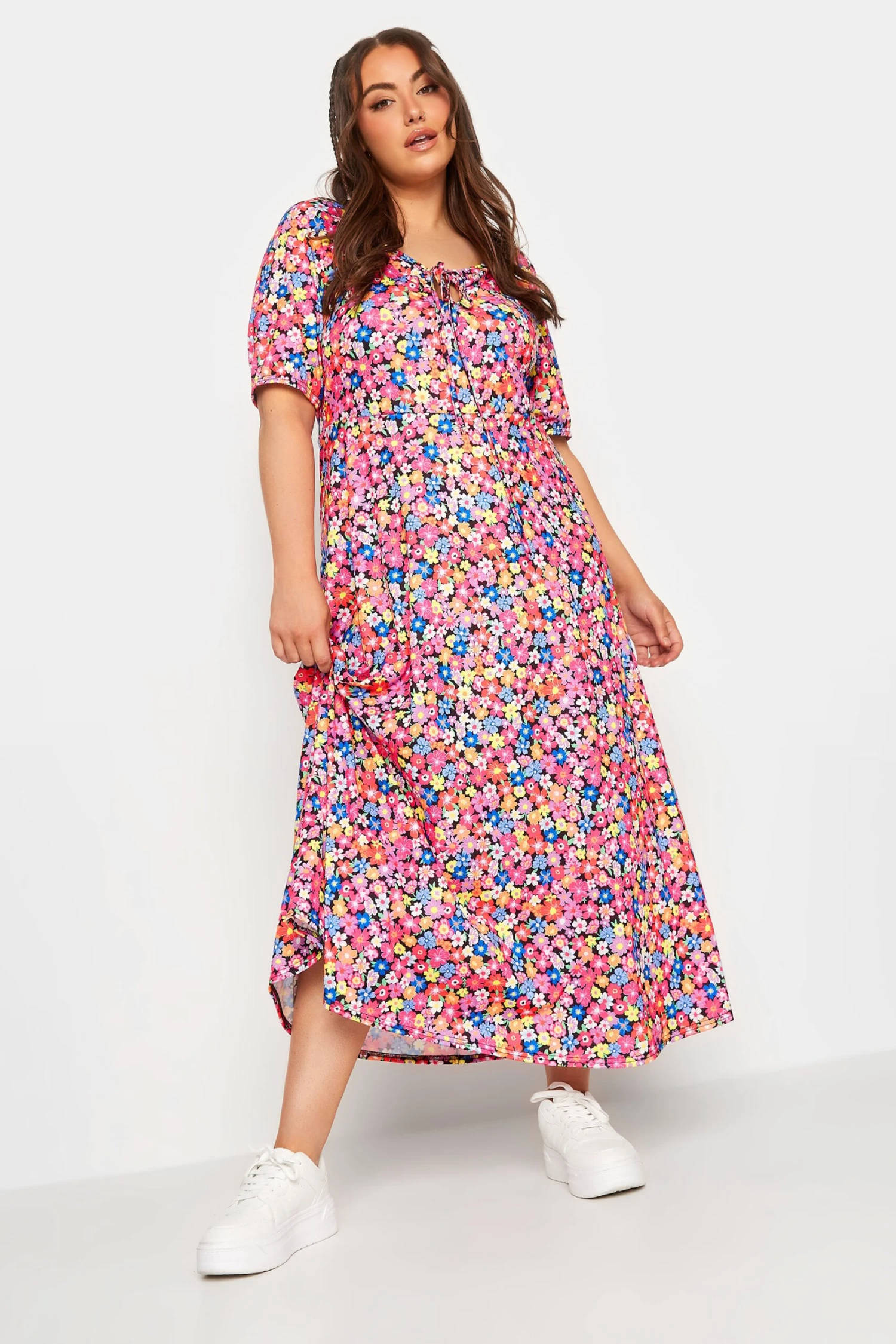LIMITED COLLECTION - Maxi-jurk Met Bloemmotief & Strikdetail In Roze 4 LIMITED COLLECTION - Maxi-jurk Met Bloemmotief & Strikdetail In Roze - Afbeelding 2