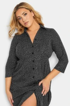 YOURS - Midi-jurk Met Dierenprint & Knopen In Grijs -NAOMI Kleding Winkel 85dcf73a 6f8c 4b 174165 D