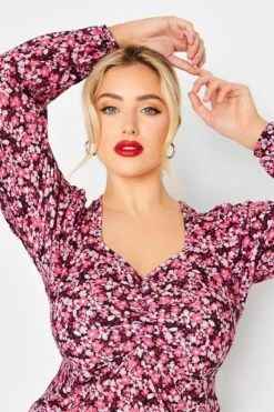 LIMITED COLLECTION - Midi-jurk Met Bloemetjesprint & Lange Mouwen In Roze -NAOMI Kleding Winkel 85f57eee 2fa0 48 215209 D