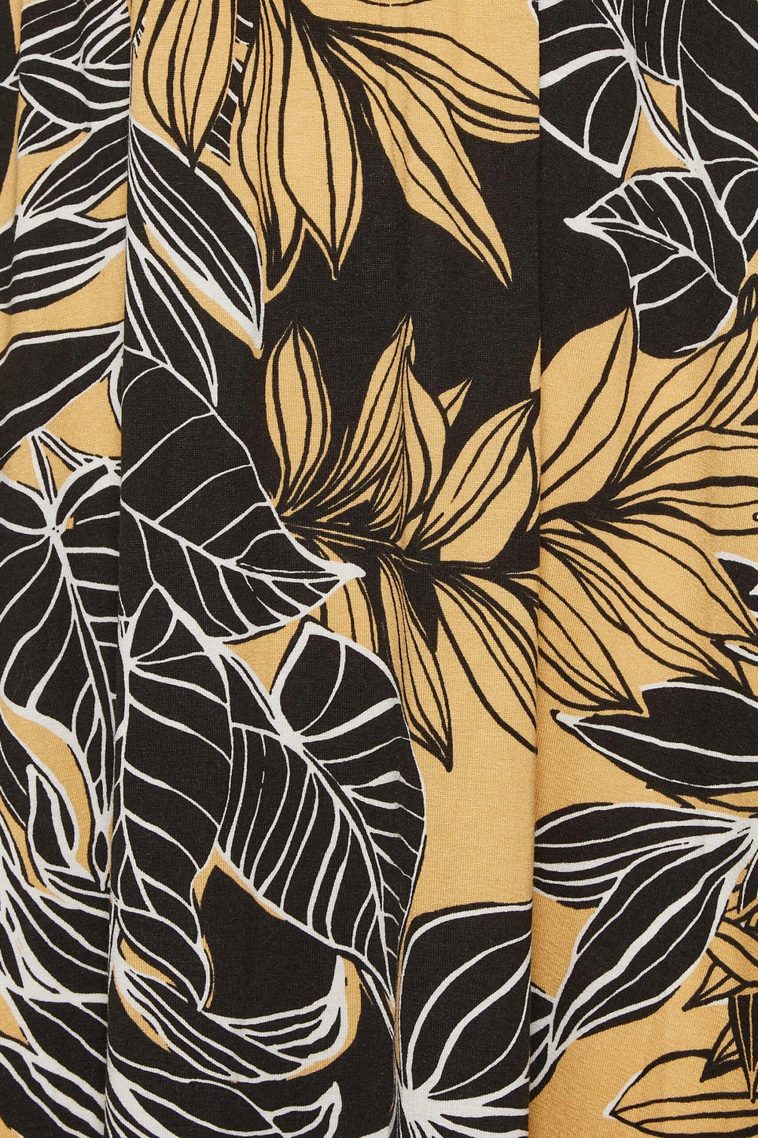 YOURS - Maxi-jurk Met Bladerprint & Omslag In Zwart/geel 6 YOURS - Maxi-jurk Met Bladerprint & Omslag In Zwart/geel - Afbeelding 4