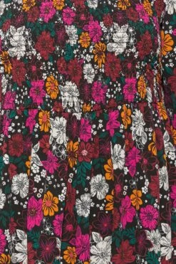 Midi-jurk Met Retro Bloemenprint & Ballonmouwen In Zwart -NAOMI Kleding Winkel 88eed875 7d88 45 137240 Z