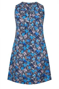 Mouwloze Midi-jurk Met Bloemenprint & Zakken In Blauw -NAOMI Kleding Winkel 8e19819b 806b 49 173931 X
