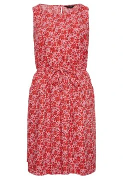 YOURS - Mouwloze Mini-jurk Met Bloemmotief In Roze/rood -NAOMI Kleding Winkel 93f14616 cc2c 4f 137282 X