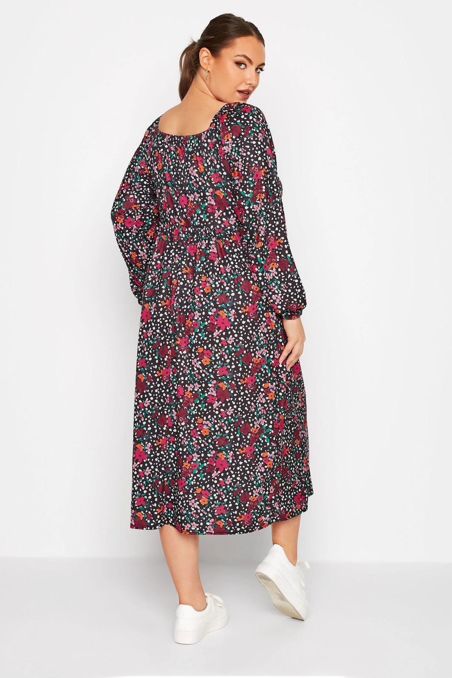 LIMITED COLLECTION - Midi-jurk Met Gemengde Print In Zwart 4 LIMITED COLLECTION - Midi-jurk Met Gemengde Print In Zwart - Afbeelding 2