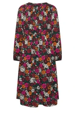 Midi-jurk Met Retro Bloemenprint & Ballonmouwen In Zwart -NAOMI Kleding Winkel 945222fd 4c28 49 137240 Y