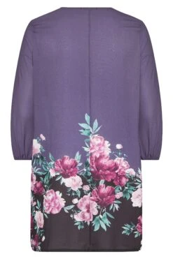 YOURS LONDON - Shift-jurk Met Bloemenrand In Donkerblauw -NAOMI Kleding Winkel 96e94d74 43f8 4c 161251 BK